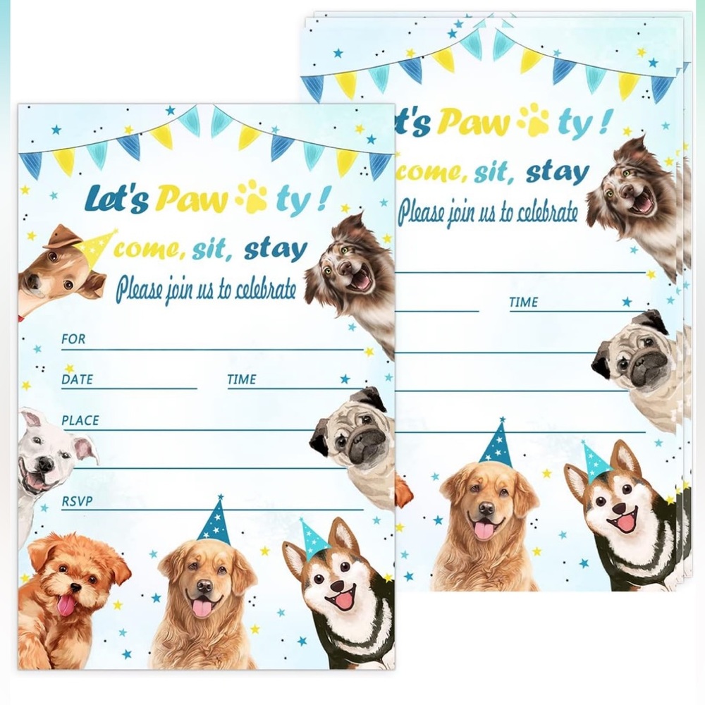 5for$10 Puppy Dogs Birthday Party Invitation Cards Party Celebration Dog